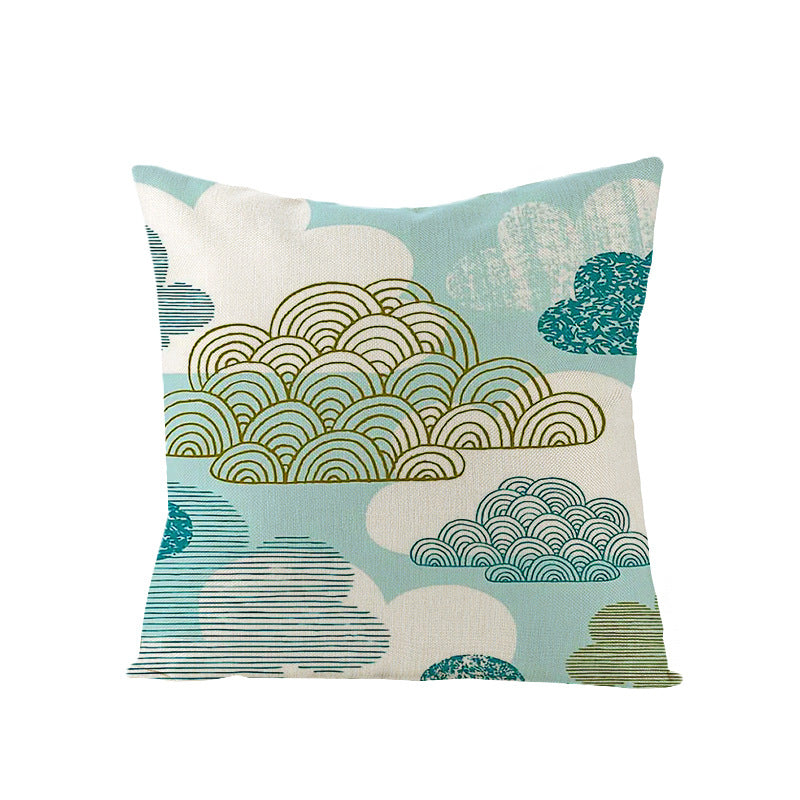 Modern Geometric Linen Cushion Cover with Mid-Century Abstract Print