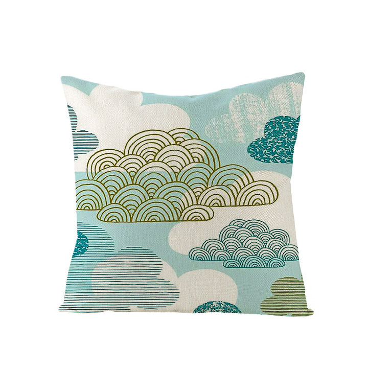 Modern Geometric Linen Cushion Cover with Mid-Century Abstract Print