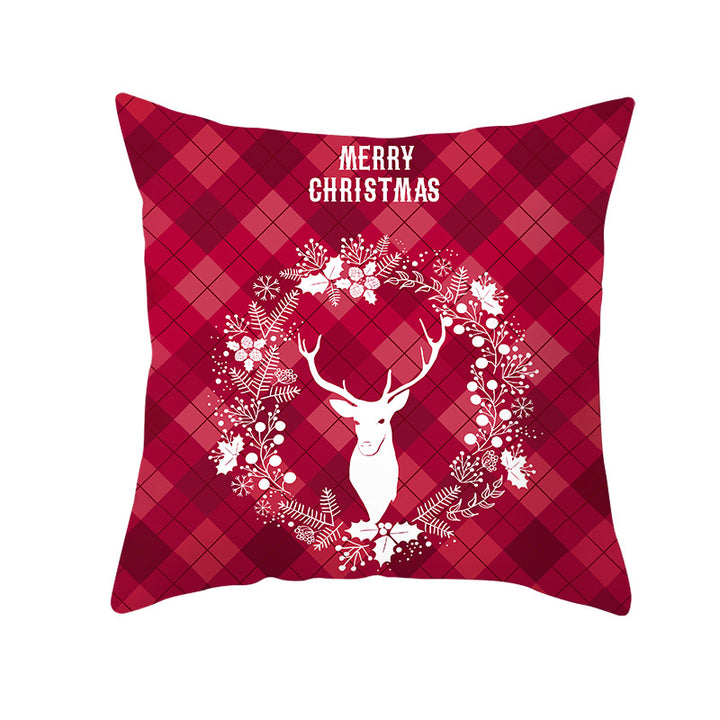 Plaid Cotton-Linen Square Throw Pillow Cover with 'Santa's Wish List' Typography and Concealed Zipper