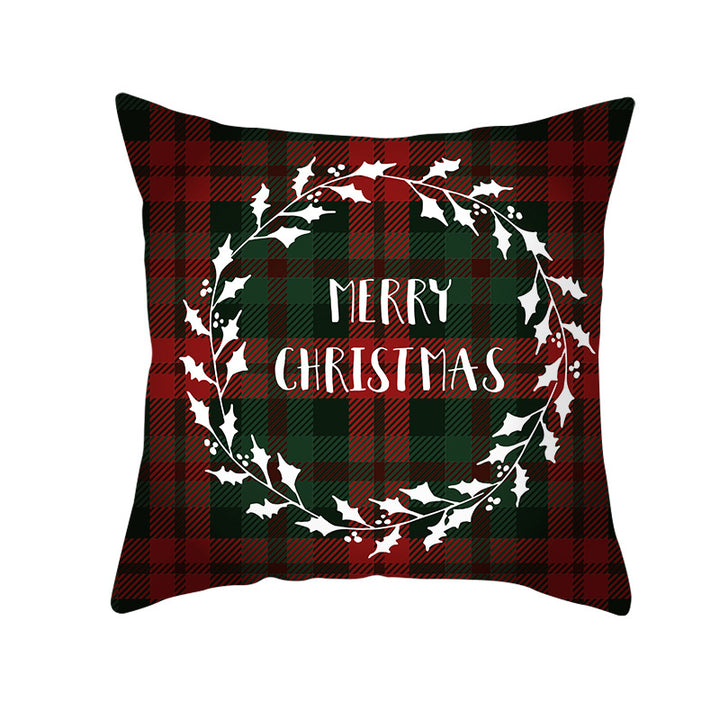 Plaid Cotton-Linen Square Throw Pillow Cover with 'Santa's Wish List' Typography and Concealed Zipper