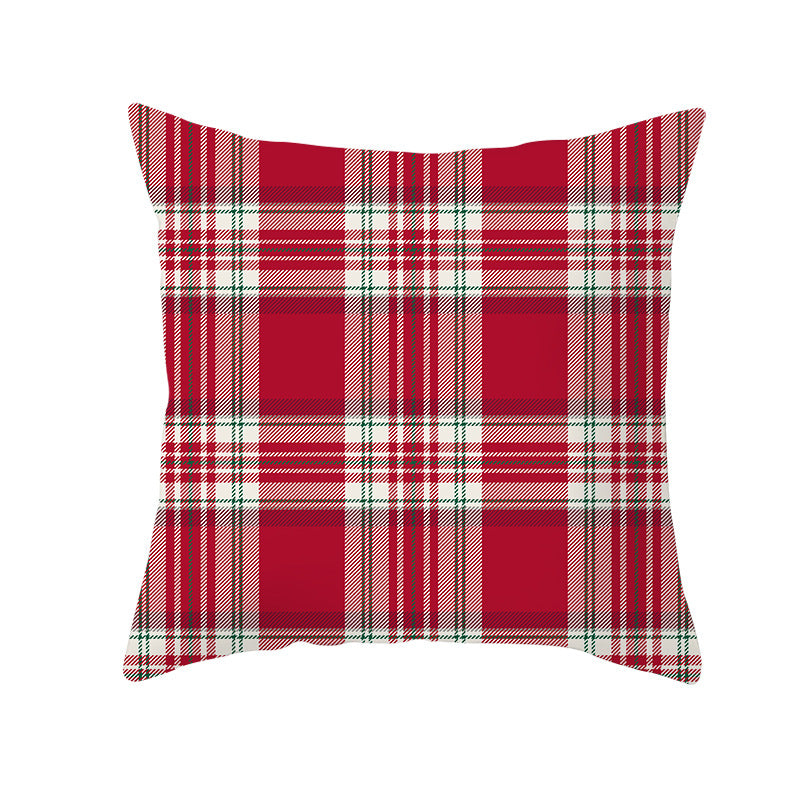 Plaid Cotton-Linen Square Throw Pillow Cover with 'Santa's Wish List' Typography and Concealed Zipper