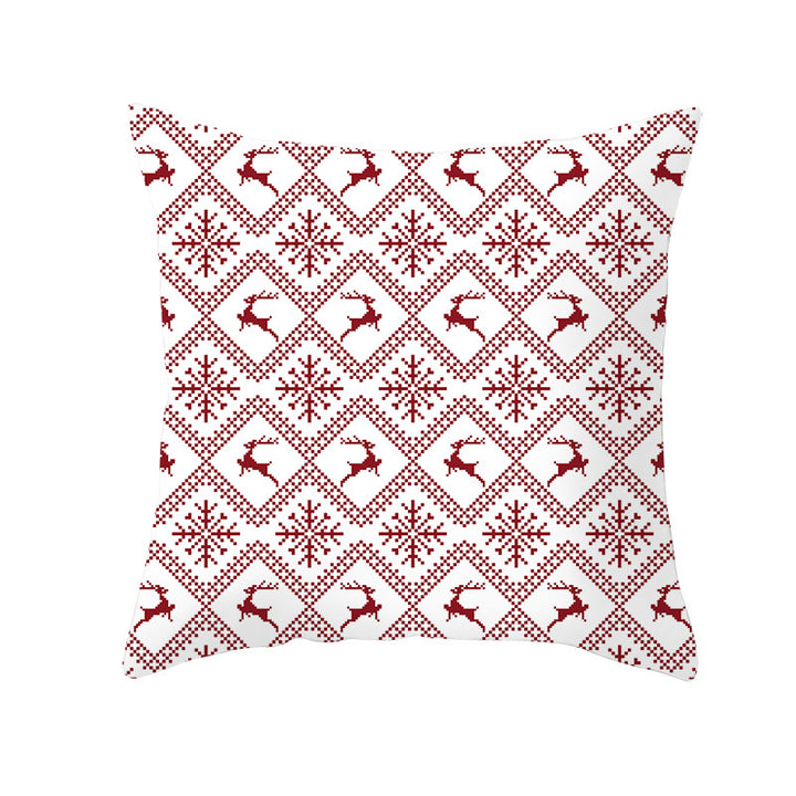 Plaid Cotton-Linen Square Throw Pillow Cover with 'Santa's Wish List' Typography and Concealed Zipper