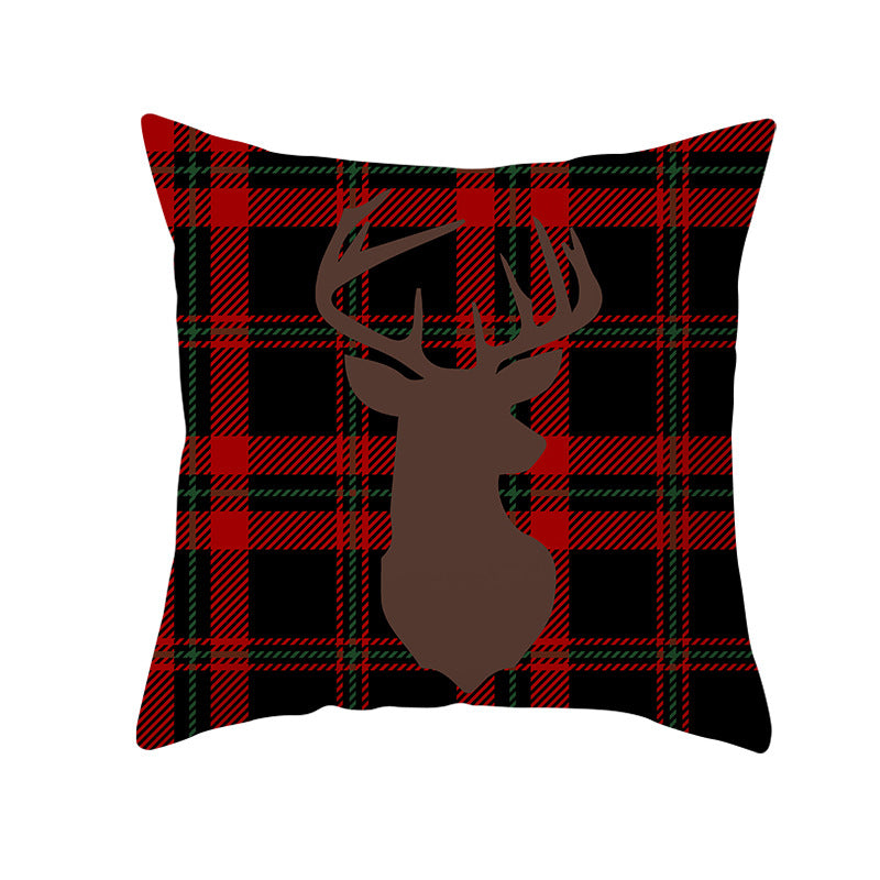 Plaid Cotton-Linen Square Throw Pillow Cover with 'Santa's Wish List' Typography and Concealed Zipper