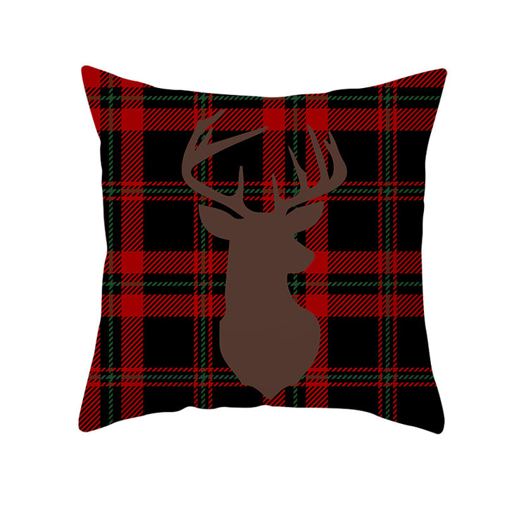 Plaid Cotton-Linen Square Throw Pillow Cover with 'Santa's Wish List' Typography and Concealed Zipper