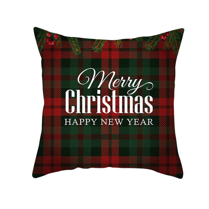 Plaid Cotton-Linen Square Throw Pillow Cover with 'Santa's Wish List' Typography and Concealed Zipper