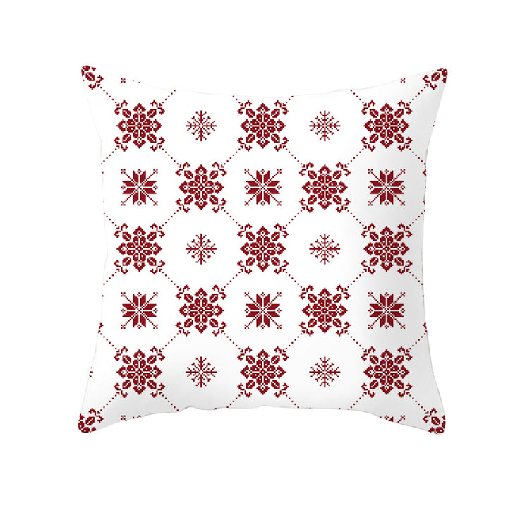 Plaid Cotton-Linen Square Throw Pillow Cover with 'Santa's Wish List' Typography and Concealed Zipper