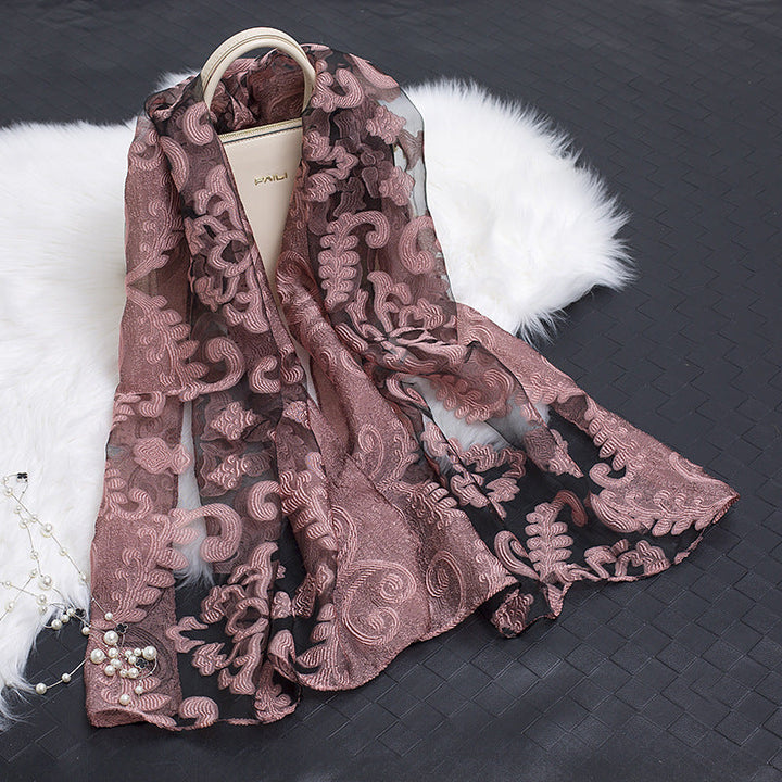 Stornfield | Silk scarf with cut flowers hollow motif