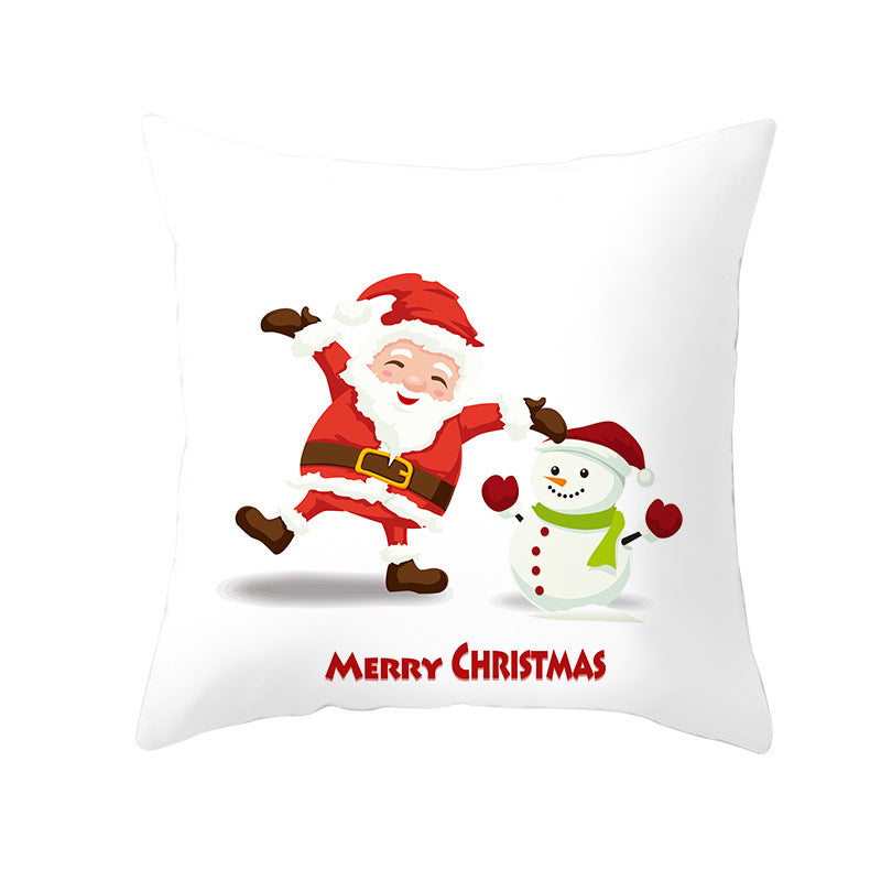 Square Decorative Throw Pillow Cover with Festive Bear Illustration and Concealed Zipper