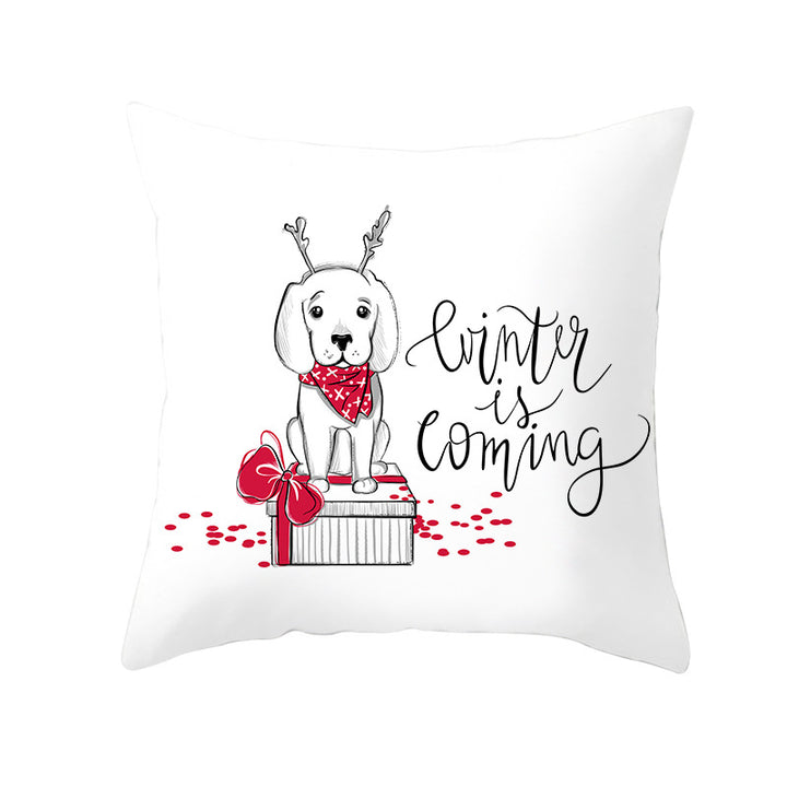 Square Decorative Throw Pillow Cover with Festive Bear Illustration and Concealed Zipper