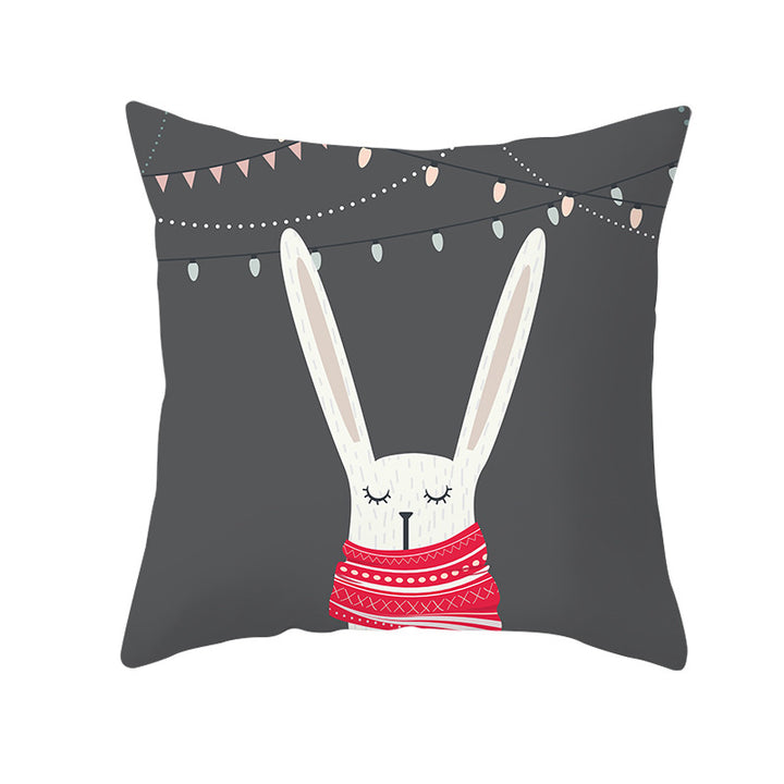 Square Decorative Throw Pillow Cover with Festive Bear Illustration and Concealed Zipper