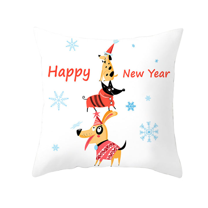 Square Decorative Throw Pillow Cover with Festive Bear Illustration and Concealed Zipper