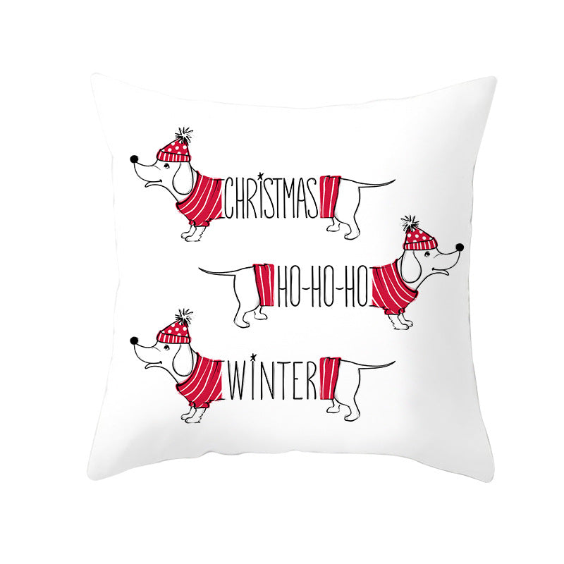 Square Decorative Throw Pillow Cover with Festive Bear Illustration and Concealed Zipper