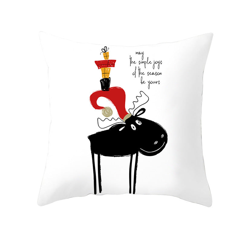 Square Decorative Throw Pillow Cover with Festive Bear Illustration and Concealed Zipper