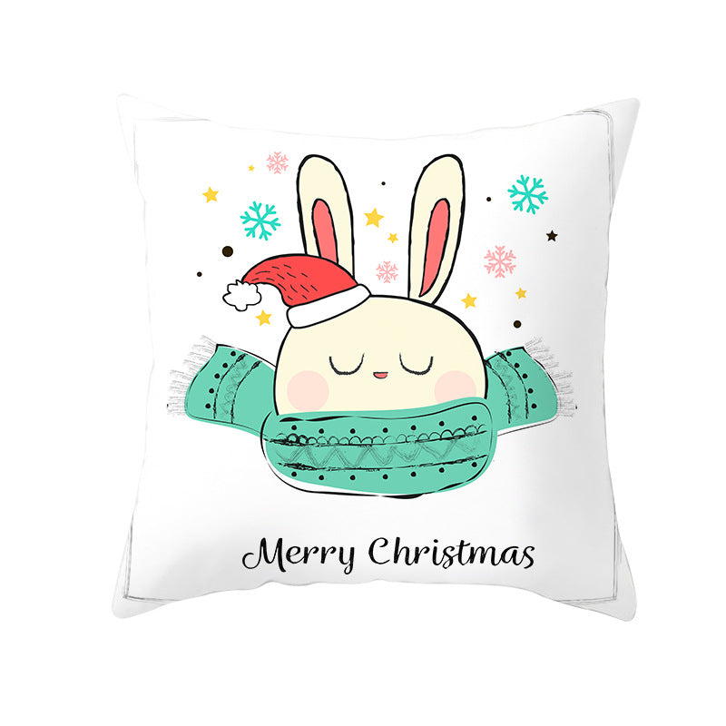 Square Decorative Throw Pillow Cover with Festive Bear Illustration and Concealed Zipper