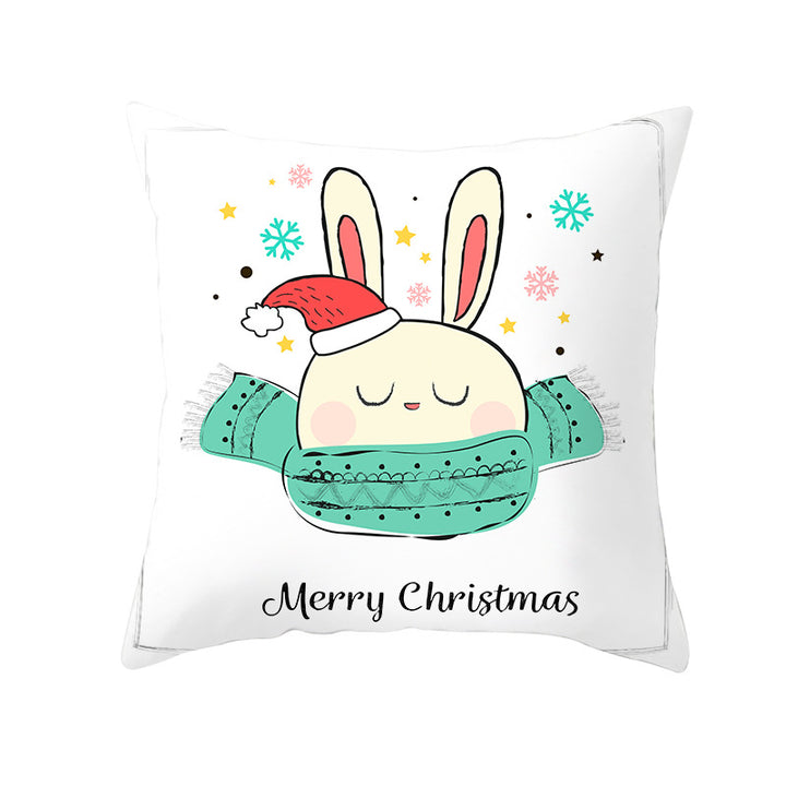 Square Decorative Throw Pillow Cover with Festive Bear Illustration and Concealed Zipper