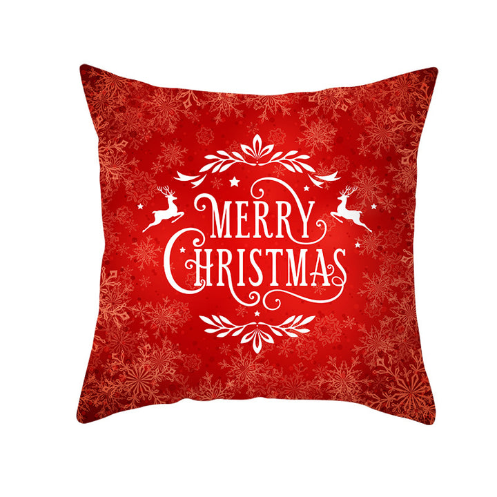 Festive Square Decorative Cushion Cover with Metallic Script Print and Concealed Zipper