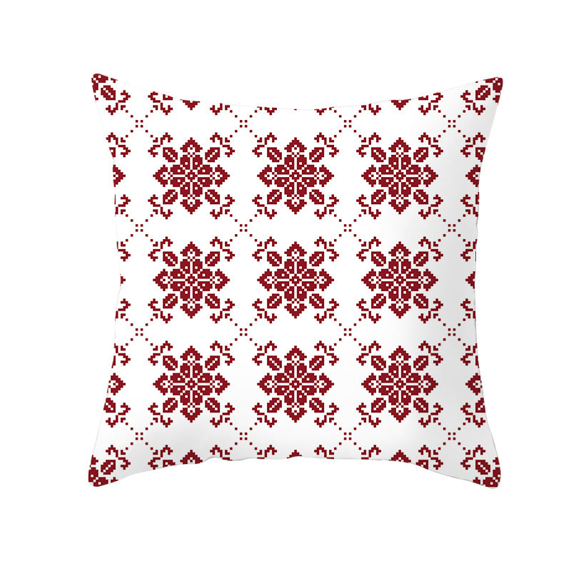 Plaid Cotton-Linen Square Throw Pillow Cover with 'Santa's Wish List' Typography and Concealed Zipper