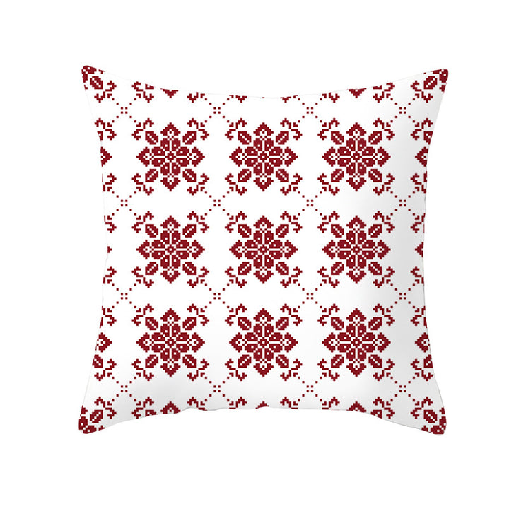 Plaid Cotton-Linen Square Throw Pillow Cover with 'Santa's Wish List' Typography and Concealed Zipper