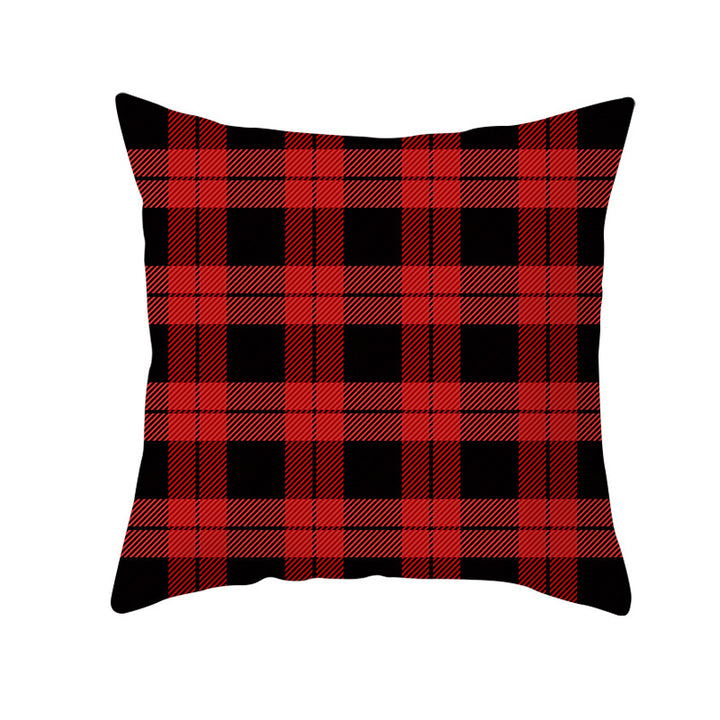 Plaid Cotton-Linen Square Throw Pillow Cover with 'Santa's Wish List' Typography and Concealed Zipper