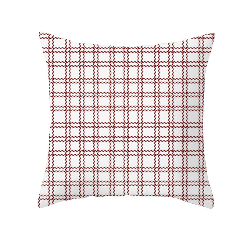 Plaid Cotton-Linen Square Throw Pillow Cover with 'Santa's Wish List' Typography and Concealed Zipper