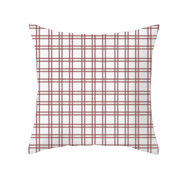 Plaid Cotton-Linen Square Throw Pillow Cover with 'Santa's Wish List' Typography and Concealed Zipper