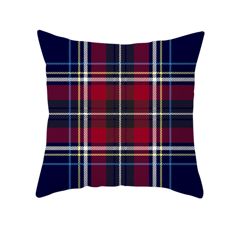 Plaid Cotton-Linen Square Throw Pillow Cover with 'Santa's Wish List' Typography and Concealed Zipper