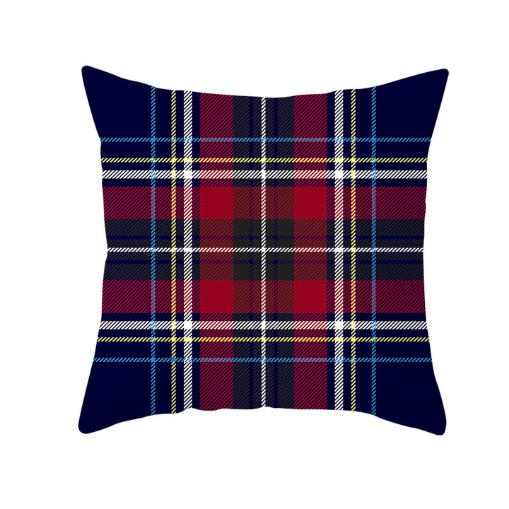 Plaid Cotton-Linen Square Throw Pillow Cover with 'Santa's Wish List' Typography and Concealed Zipper