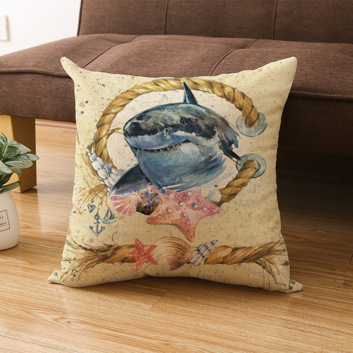Coastal Seahorse Decorative Cotton-Linen Throw Pillow Cover