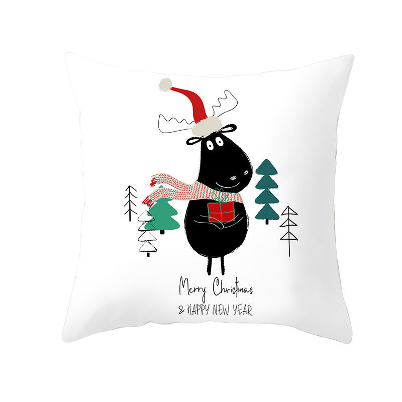 Square Decorative Throw Pillow Cover with Festive Bear Illustration and Concealed Zipper