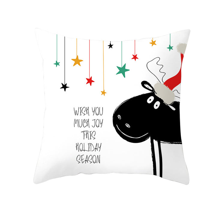 Square Decorative Throw Pillow Cover with Festive Bear Illustration and Concealed Zipper