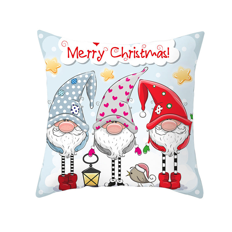 Square Decorative Throw Pillow Cover with Festive Bear Illustration and Concealed Zipper