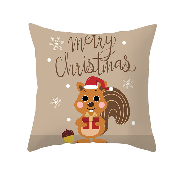 Square Decorative Throw Pillow Cover with Festive Bear Illustration and Concealed Zipper
