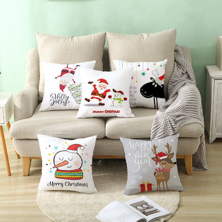 Square Decorative Throw Pillow Cover with Festive Bear Illustration and Concealed Zipper
