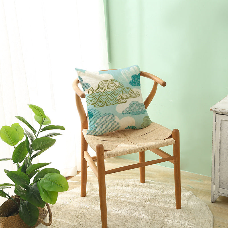 Modern Geometric Linen Cushion Cover with Mid-Century Abstract Print