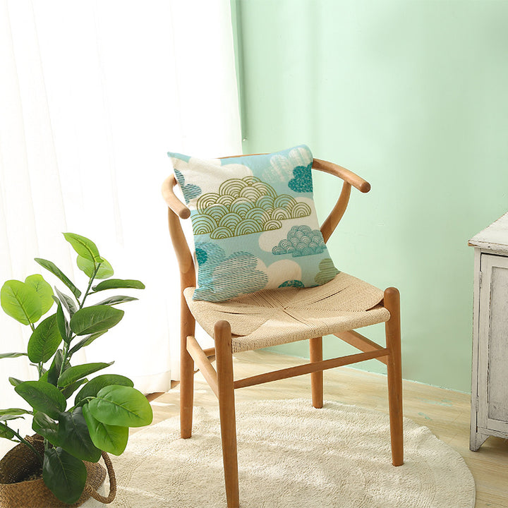 Modern Geometric Linen Cushion Cover with Mid-Century Abstract Print