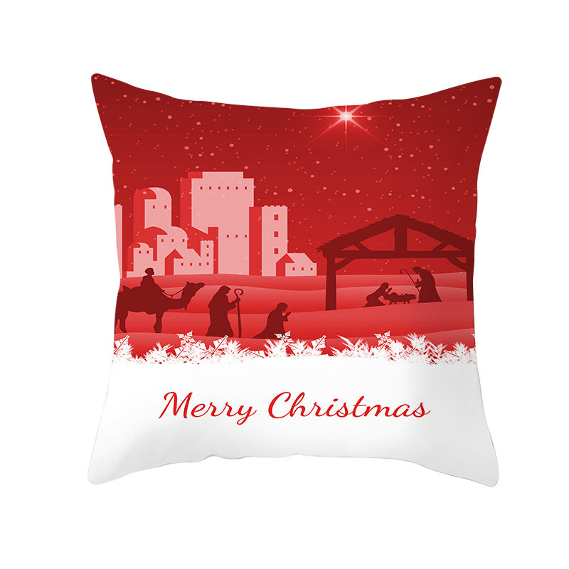 Festive Square Decorative Cushion Cover with Metallic Script Print and Concealed Zipper