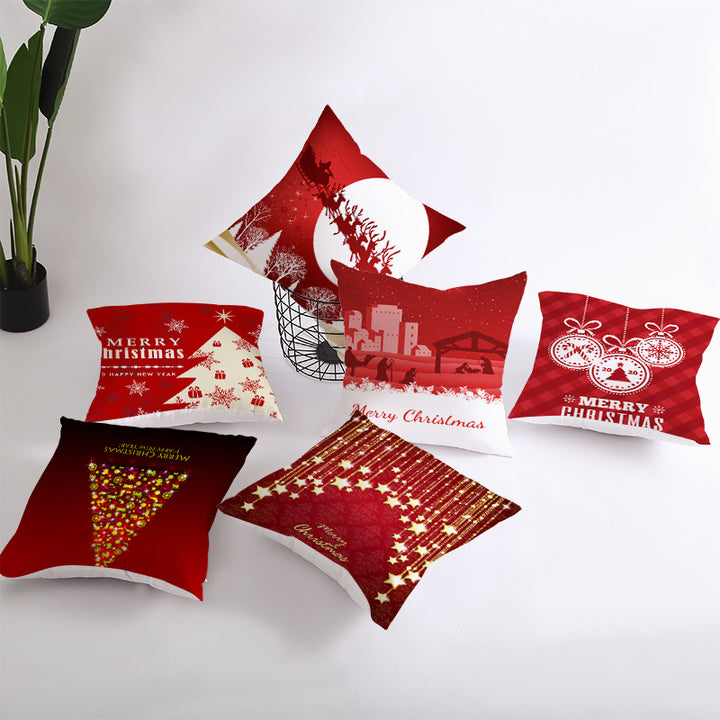 Festive Square Decorative Cushion Cover with Metallic Script Print and Concealed Zipper