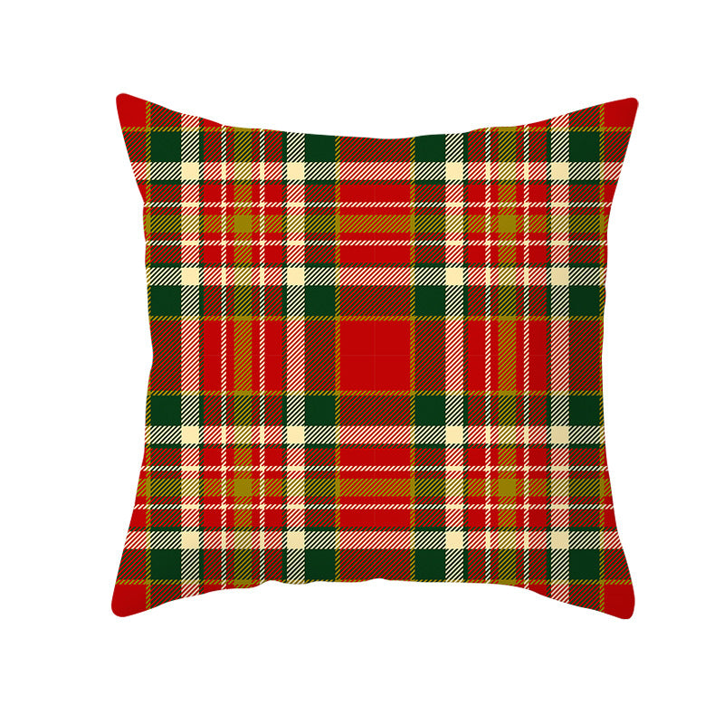 Plaid Cotton-Linen Square Throw Pillow Cover with 'Santa's Wish List' Typography and Concealed Zipper