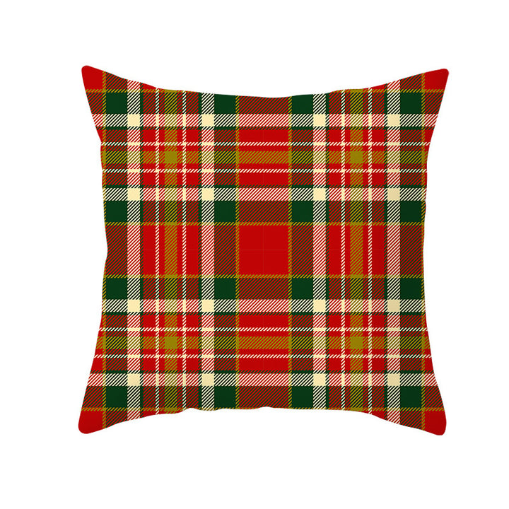 Plaid Cotton-Linen Square Throw Pillow Cover with 'Santa's Wish List' Typography and Concealed Zipper