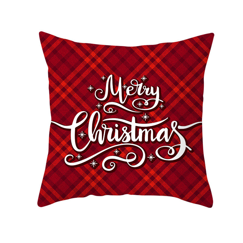 Plaid Cotton-Linen Square Throw Pillow Cover with 'Santa's Wish List' Typography and Concealed Zipper