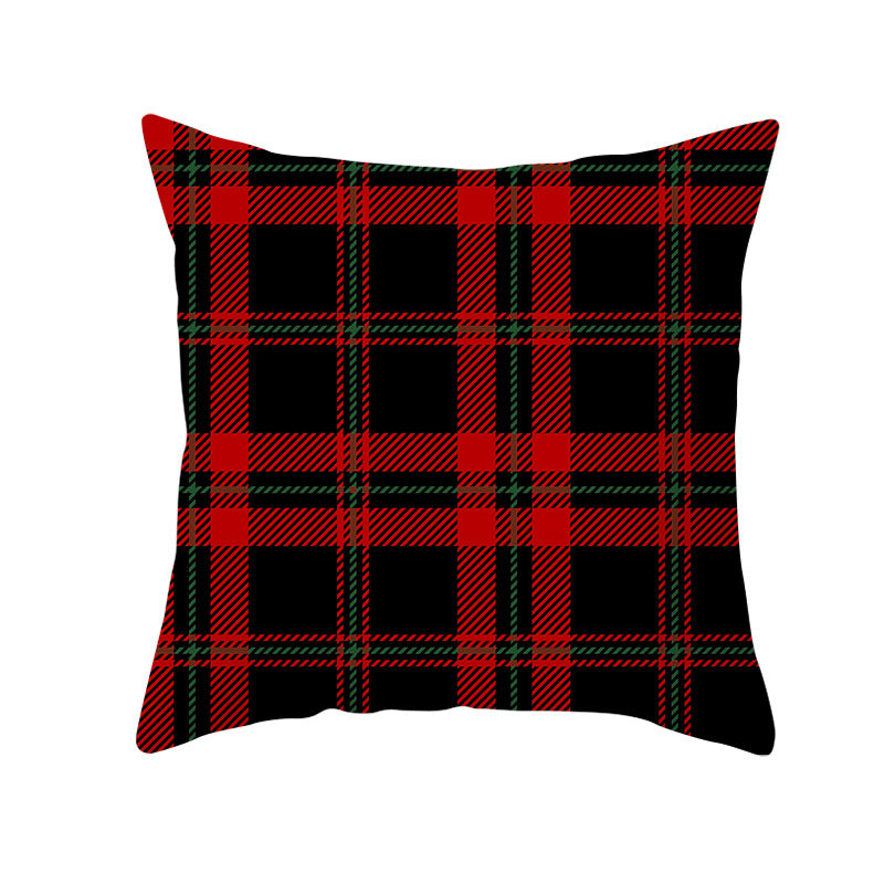 Plaid Cotton-Linen Square Throw Pillow Cover with 'Santa's Wish List' Typography and Concealed Zipper