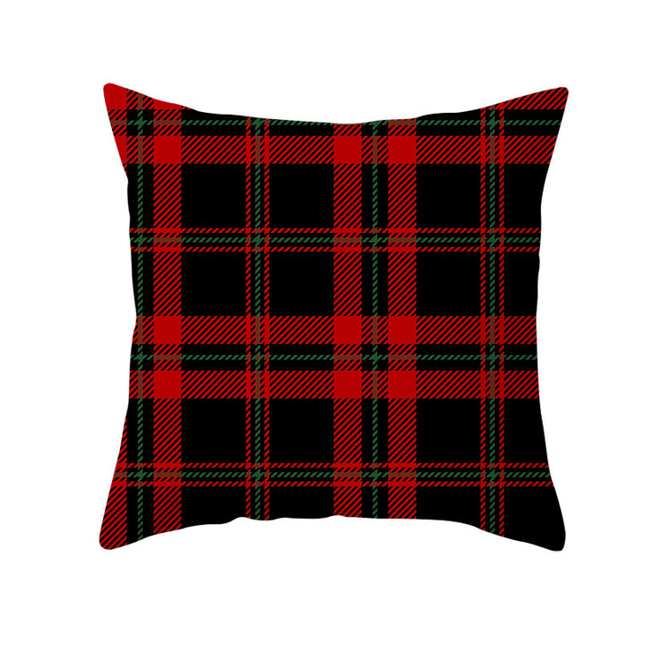 Plaid Cotton-Linen Square Throw Pillow Cover with 'Santa's Wish List' Typography and Concealed Zipper