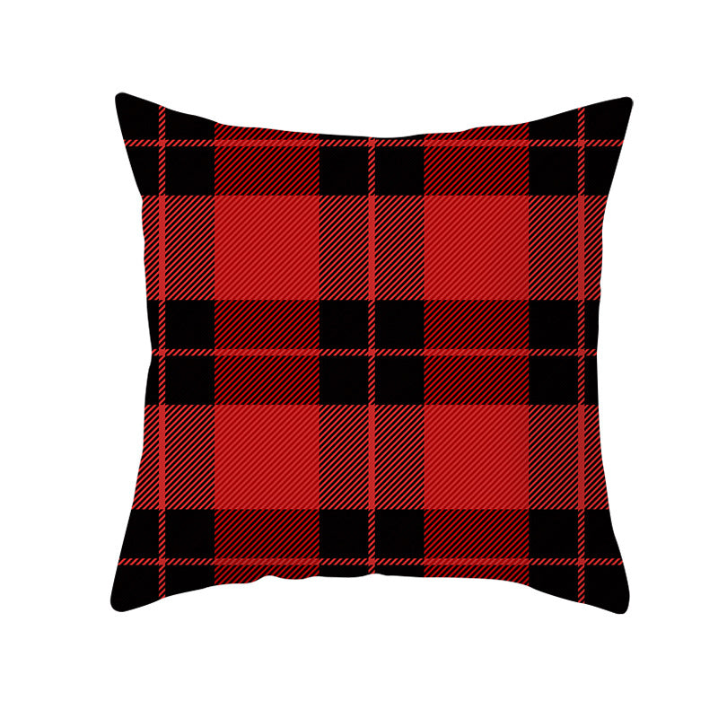 Plaid Cotton-Linen Square Throw Pillow Cover with 'Santa's Wish List' Typography and Concealed Zipper