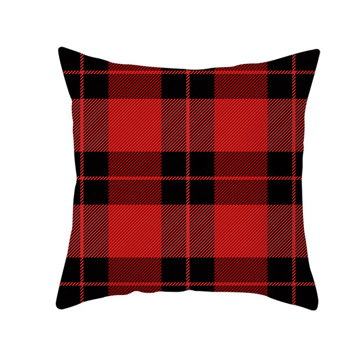 Plaid Cotton-Linen Square Throw Pillow Cover with 'Santa's Wish List' Typography and Concealed Zipper