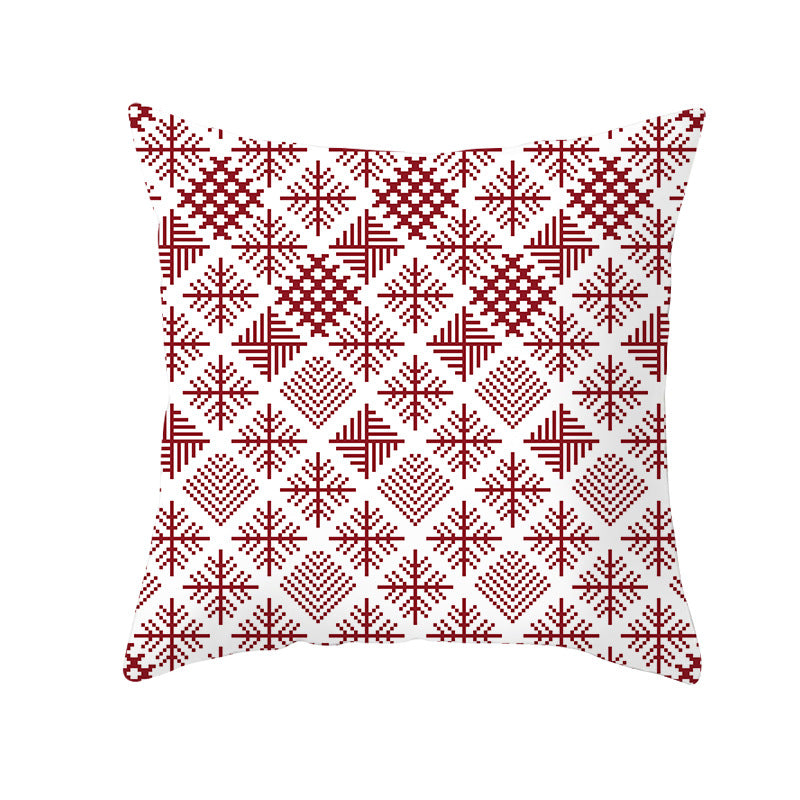 Plaid Cotton-Linen Square Throw Pillow Cover with 'Santa's Wish List' Typography and Concealed Zipper