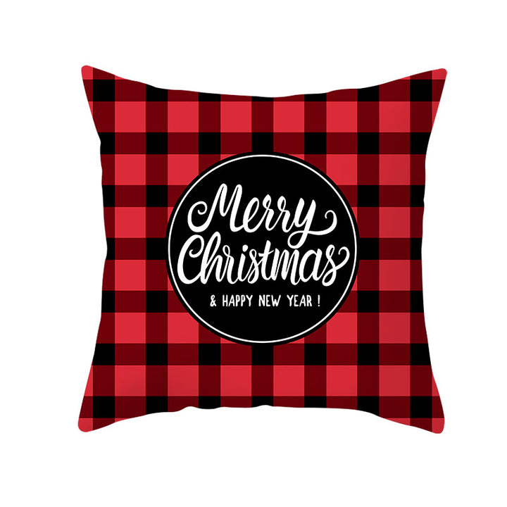 Plaid Cotton-Linen Square Throw Pillow Cover with 'Santa's Wish List' Typography and Concealed Zipper