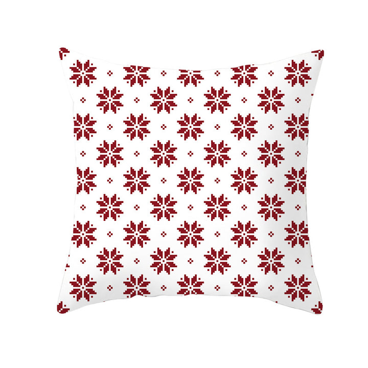 Plaid Cotton-Linen Square Throw Pillow Cover with 'Santa's Wish List' Typography and Concealed Zipper