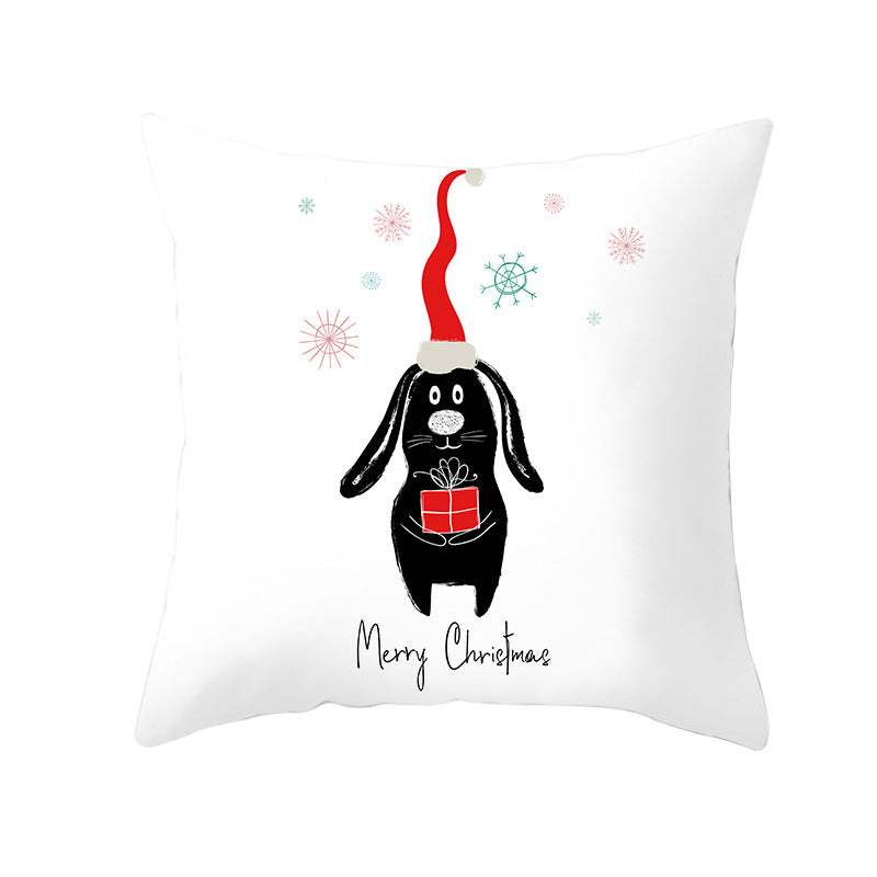 Square Decorative Throw Pillow Cover with Festive Bear Illustration and Concealed Zipper