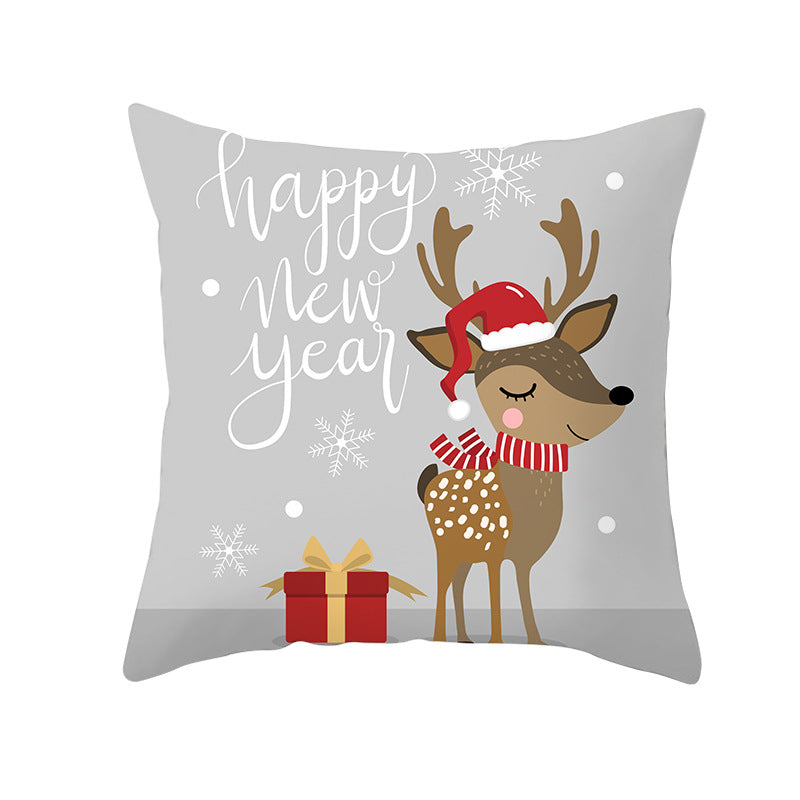Square Decorative Throw Pillow Cover with Festive Bear Illustration and Concealed Zipper