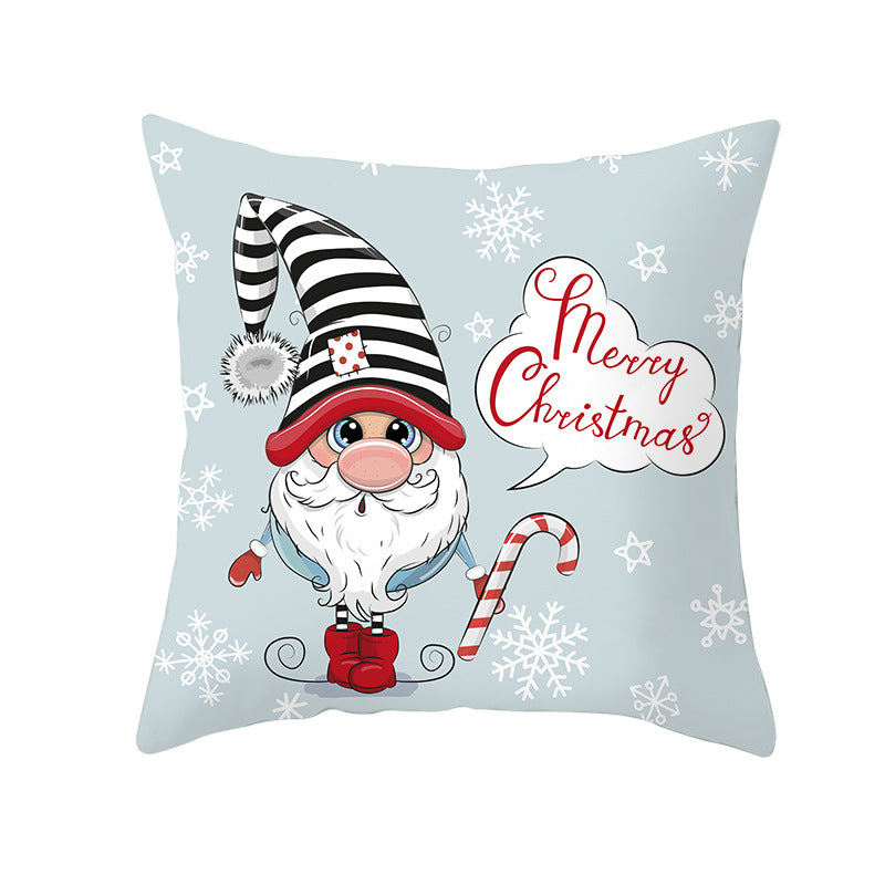 Square Decorative Throw Pillow Cover with Festive Bear Illustration and Concealed Zipper